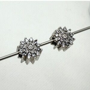Pandora Ice Crystal Snowflake Charm Silver OS 791764CZ Set of 2